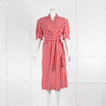 Sandro Red White Stripe Wrap Dress