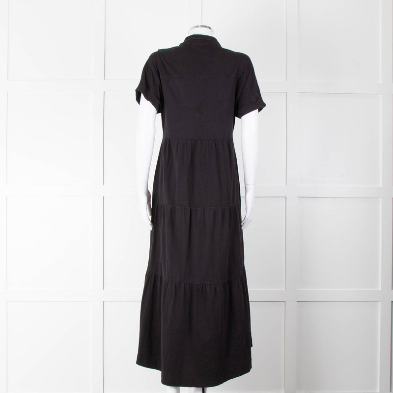 ME + EM Black Cotton Tiered Dress