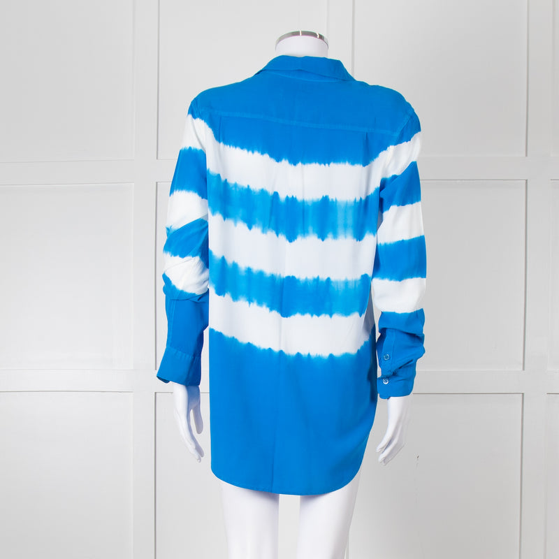 Equipment Royal Blue Silk Tie Dye Shirt
