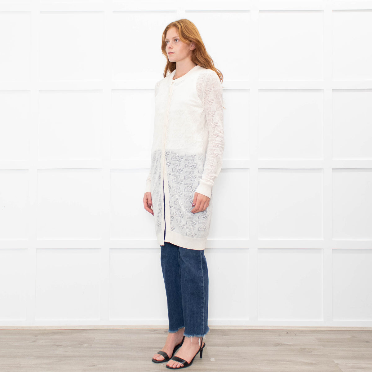Zadig & Voltaire Cream Cotton Blend Long Fine Cardigan