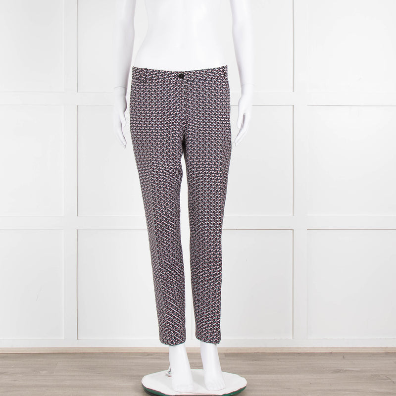 Pinko Black Pink Cream Micro Geometric Print Trousers