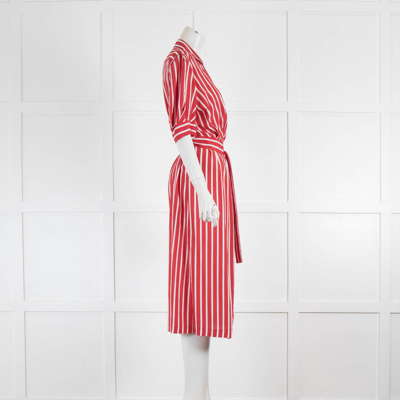 Sandro Red White Stripe Wrap Dress