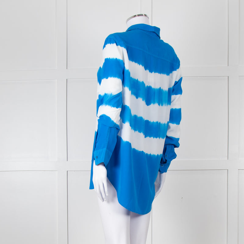 Equipment Royal Blue Silk Tie Dye Shirt