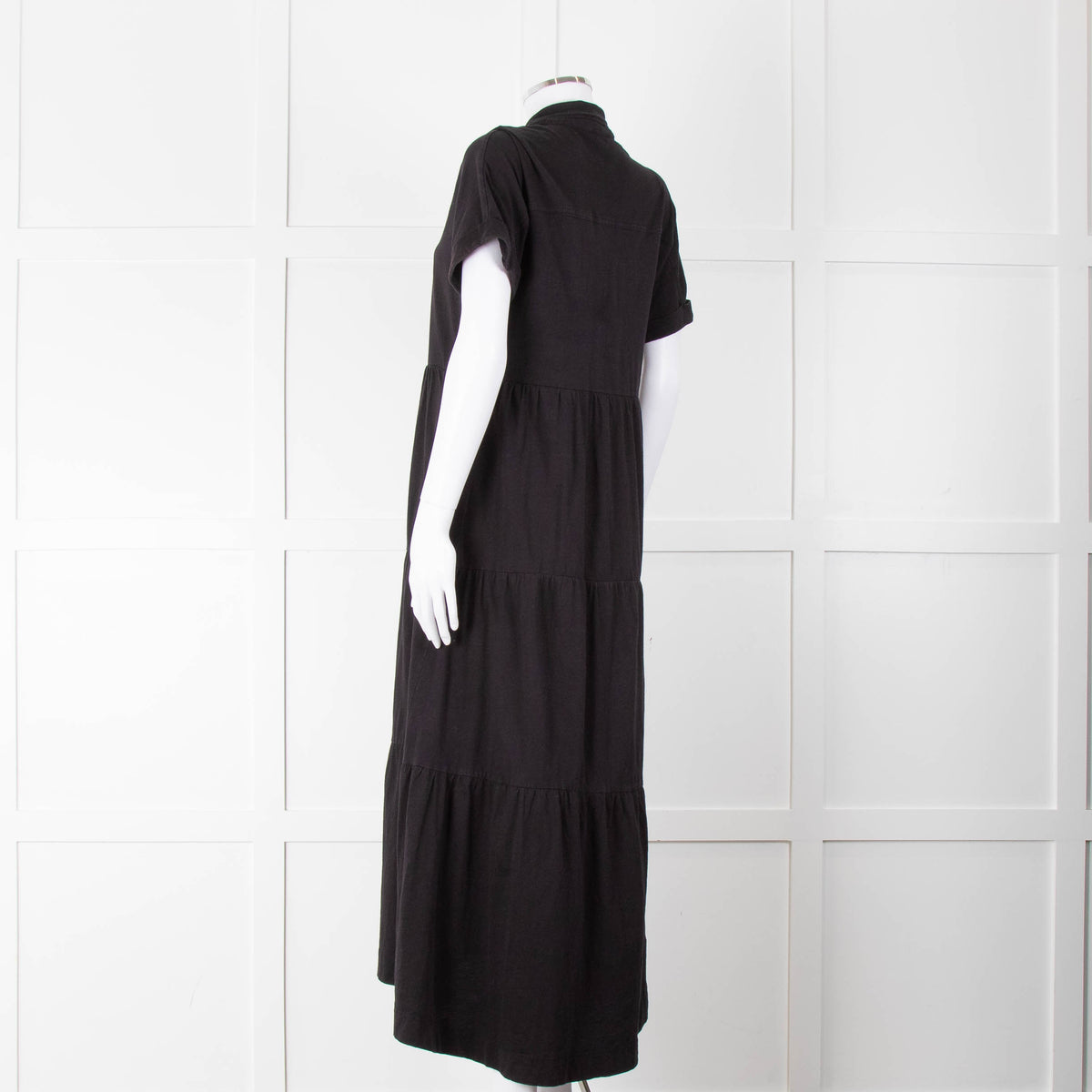 ME + EM Black Cotton Tiered Dress