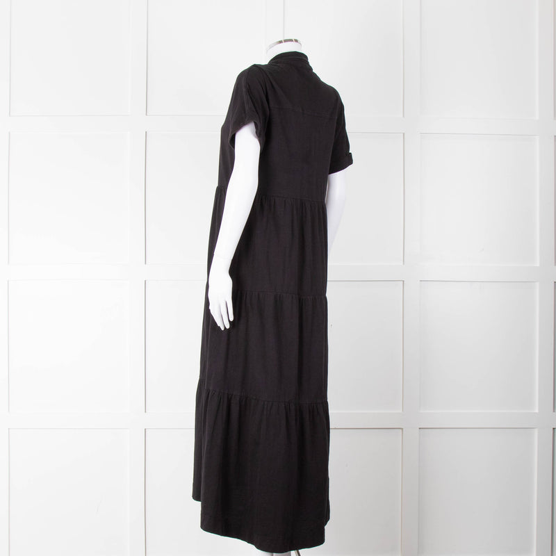 ME + EM Black Cotton Tiered Dress