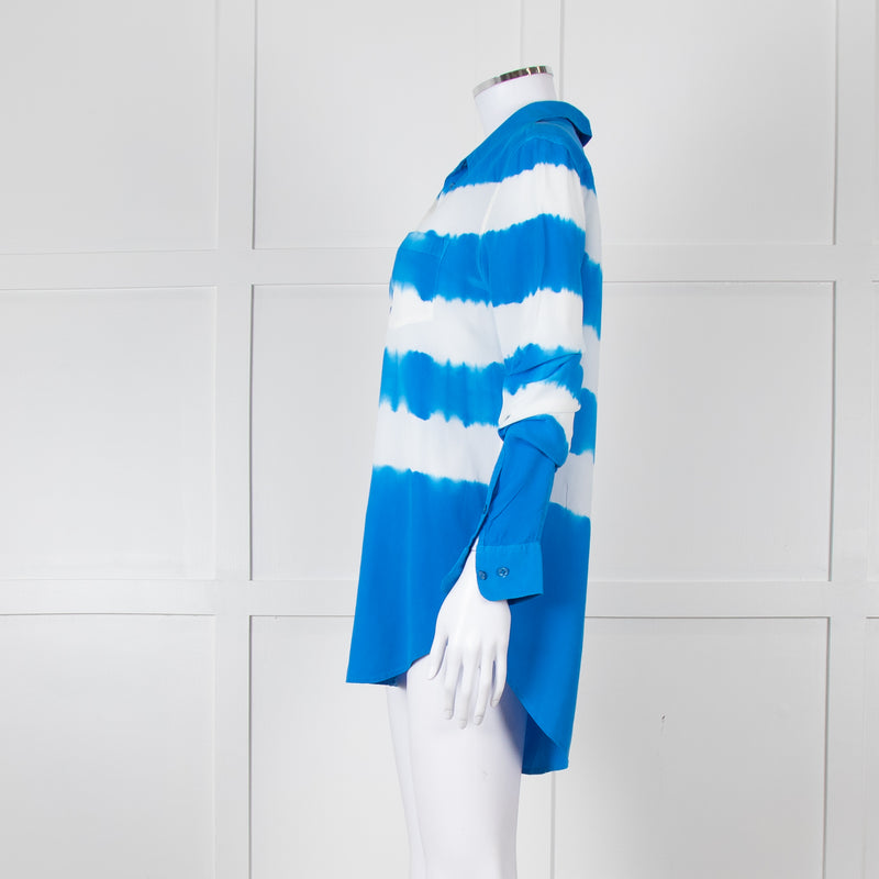 Equipment Royal Blue Silk Tie Dye Shirt