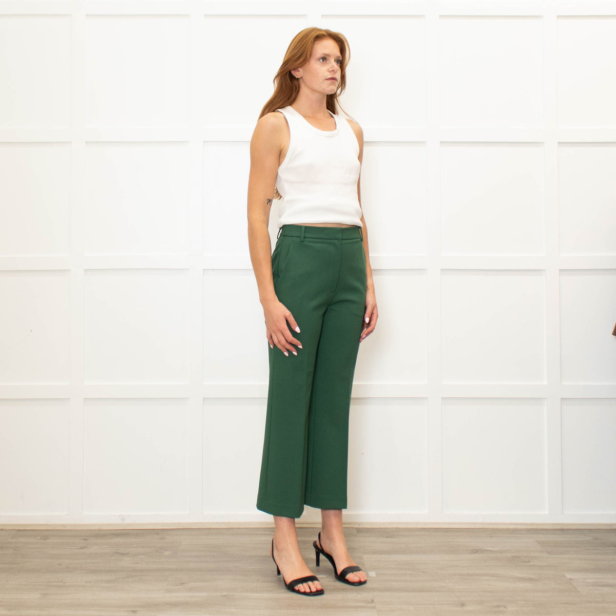 Tibi Green Straight Leg Trousers