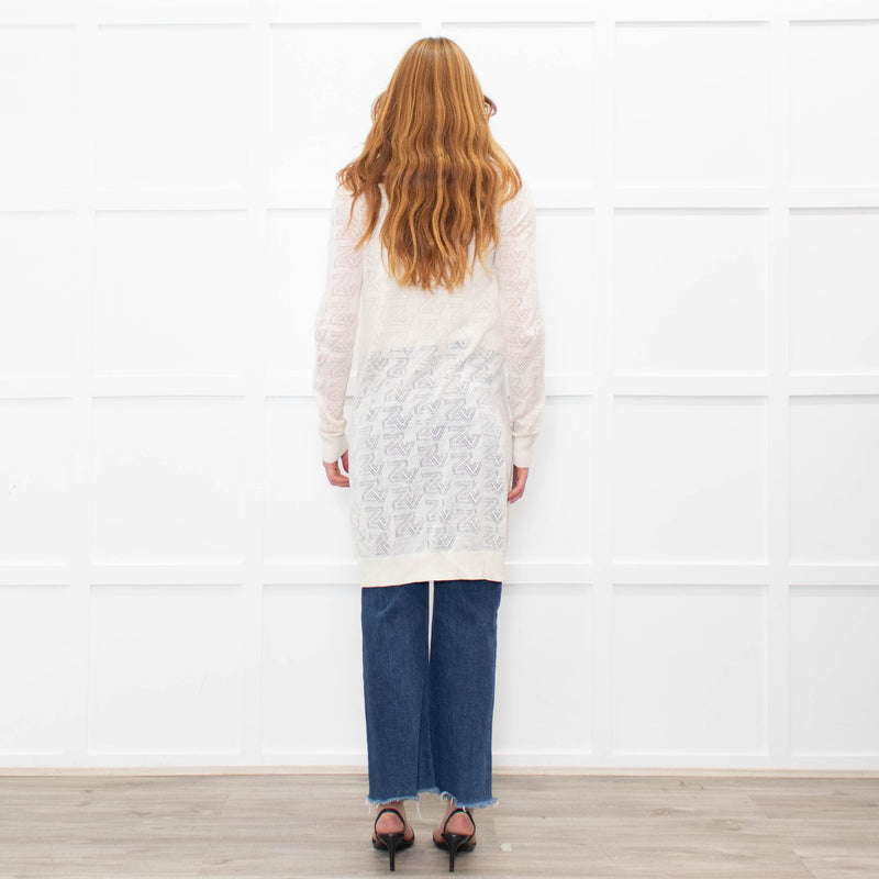 Zadig & Voltaire Cream Cotton Blend Long Fine Cardigan