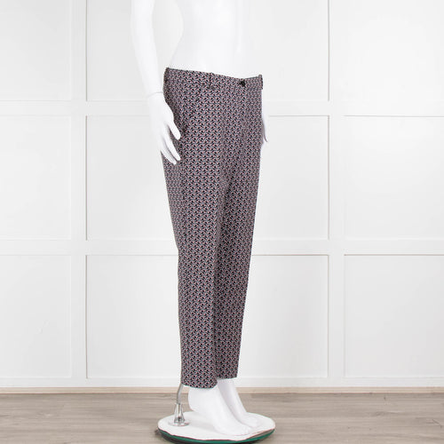 Pinko Black Pink Cream Micro Geometric Print Trousers