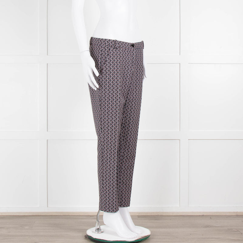 Pinko Black Pink Cream Micro Geometric Print Trousers