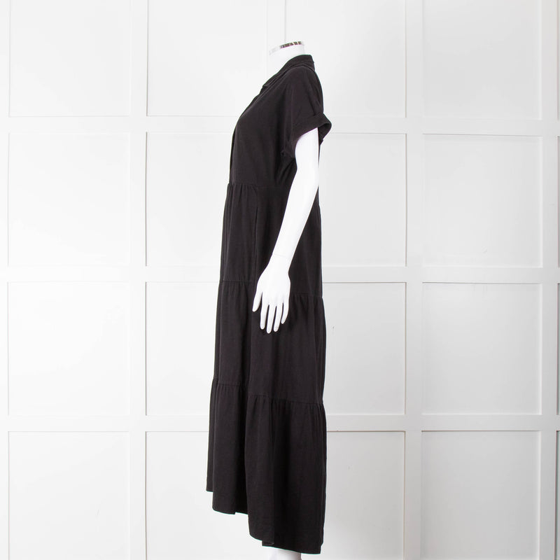 ME + EM Black Cotton Tiered Dress