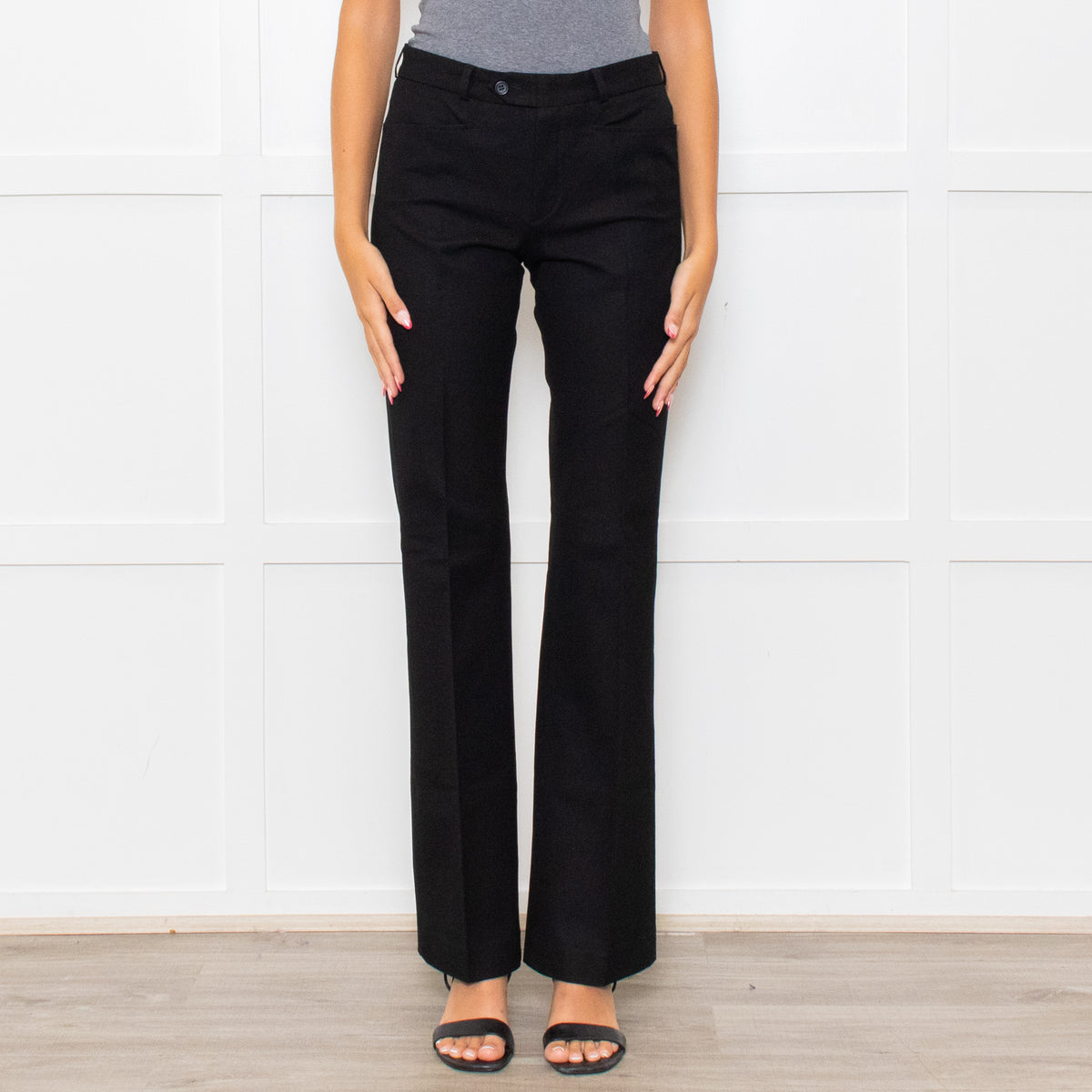 Joseph Black Straight Leg Wool Trousers