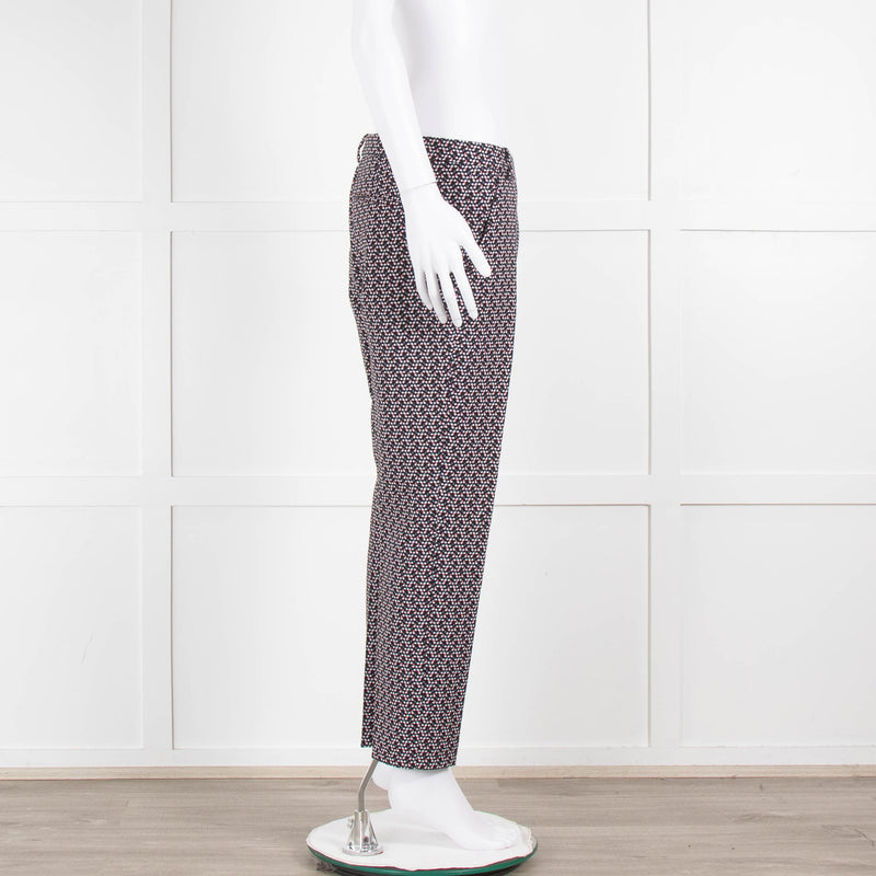 Pinko Black Pink Cream Micro Geometric Print Trousers