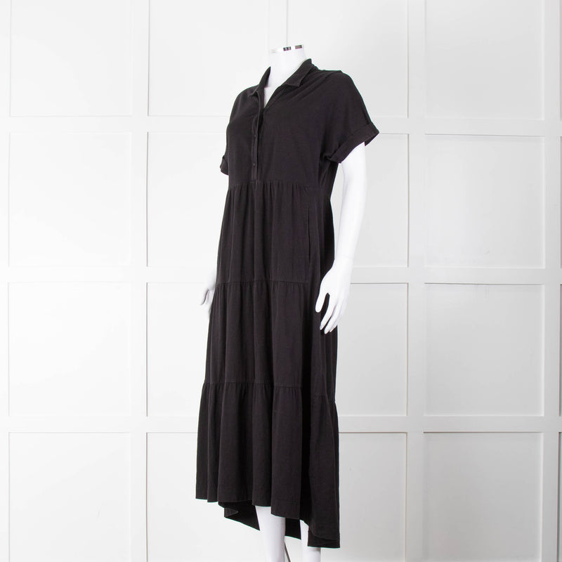 ME + EM Black Cotton Tiered Dress