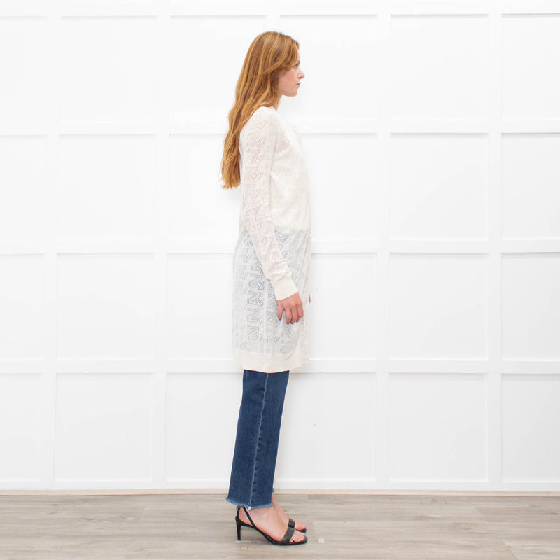 Zadig & Voltaire Cream Cotton Blend Long Fine Cardigan