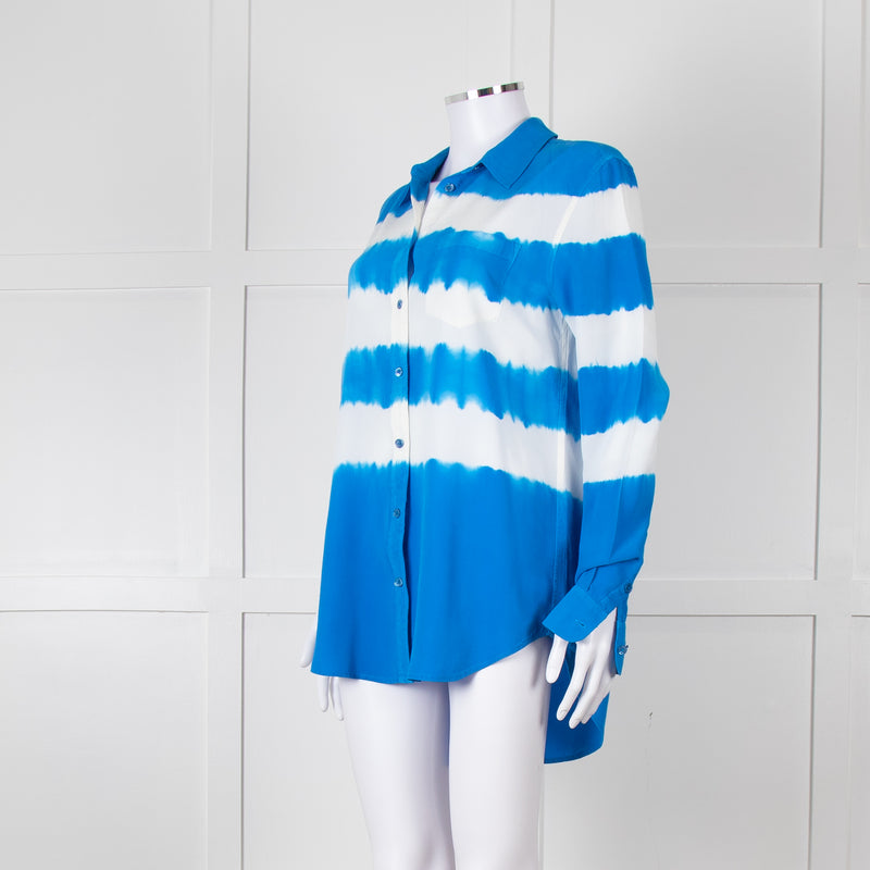 Equipment Royal Blue Silk Tie Dye Shirt