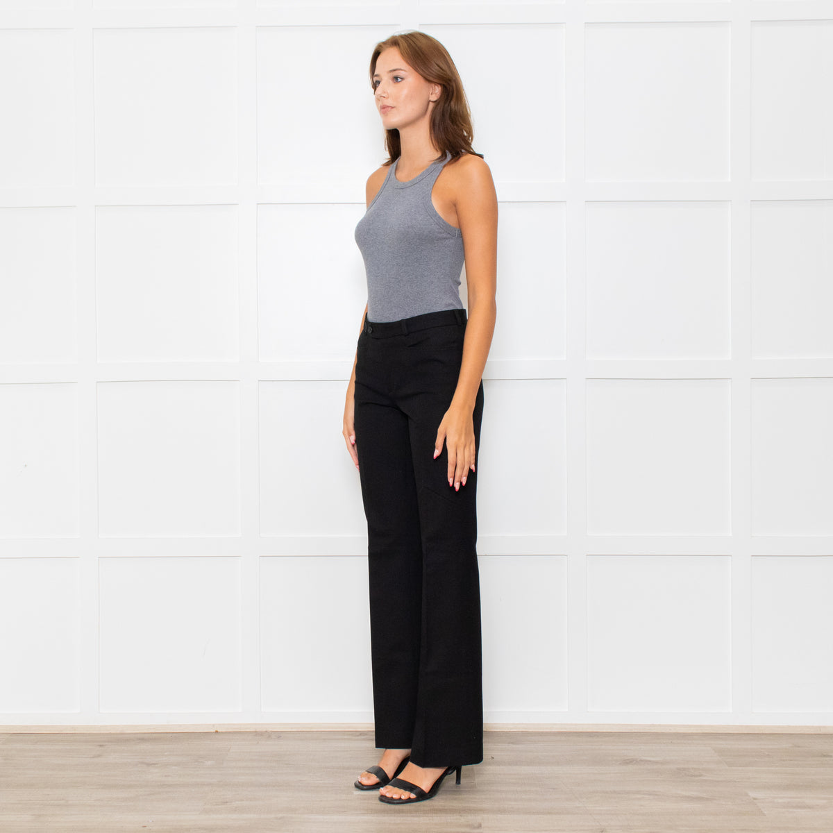 Joseph Dark Brown Cotton Blend Straight Leg Trousers