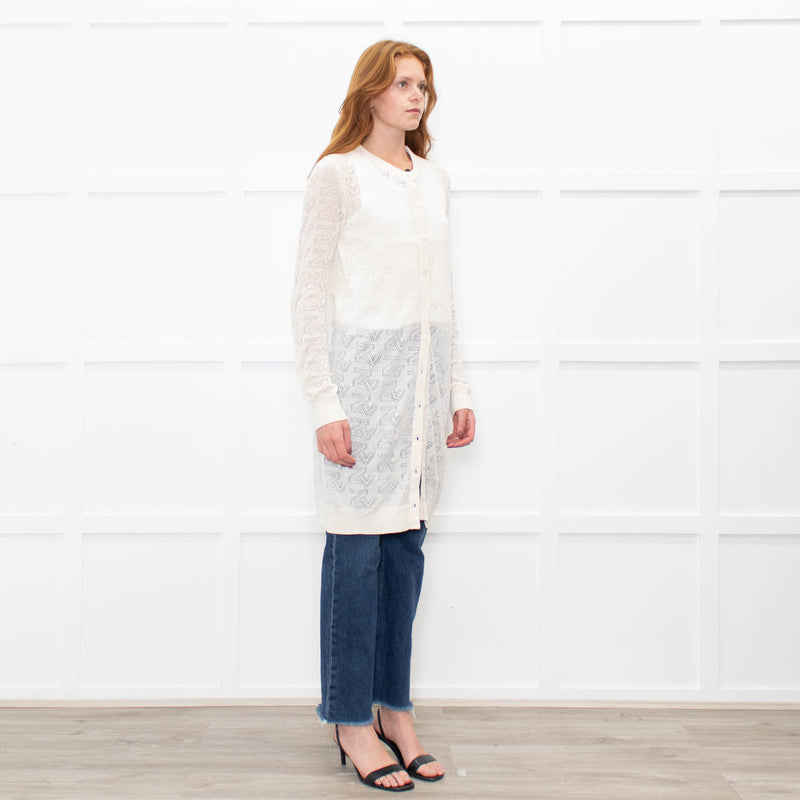 Zadig & Voltaire Cream Cotton Blend Long Fine Cardigan