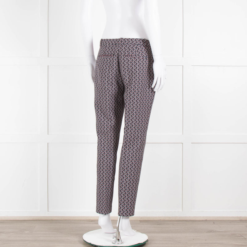 Pinko Black Pink Cream Micro Geometric Print Trousers