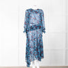 Markus Lupfer Blue Red Flower Print Maxi Dress & Slip