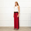 Serena Bute Red Black Stripe Silk Wide Leg Trousers
