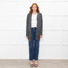 Eileen Fisher Grey Wool Blend long Edge To Edge Cardigan