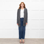 Eileen Fisher Grey Wool Blend long Edge To Edge Cardigan
