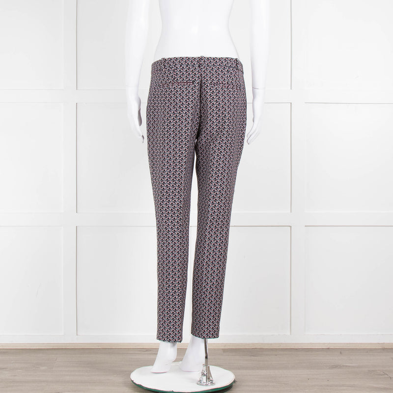 Pinko Black Pink Cream Micro Geometric Print Trousers
