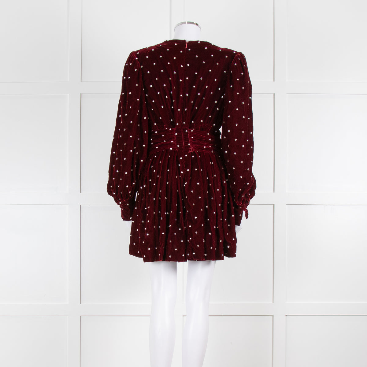 Dodo Bar Or Burgundy Red Velvet Crystal Embellished Mini Dress