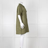Equipment Green Linen Short Sleeve Shift Dress with Pockets