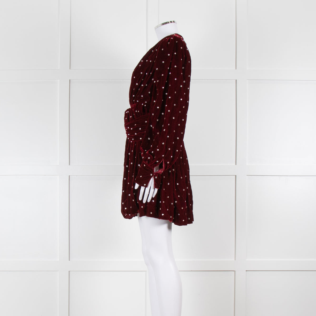 Dodo Bar Or Burgundy Red Velvet Crystal Embellished Mini Dress