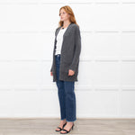 Eileen Fisher Grey Wool Blend long Edge To Edge Cardigan