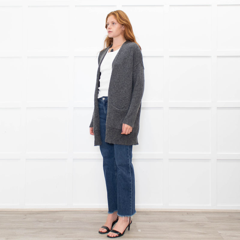 Eileen Fisher Grey Wool Blend long Edge To Edge Cardigan
