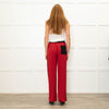 Serena Bute Red Black Stripe Silk Wide Leg Trousers