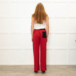 Serena Bute Red Black Stripe Silk Wide Leg Trousers