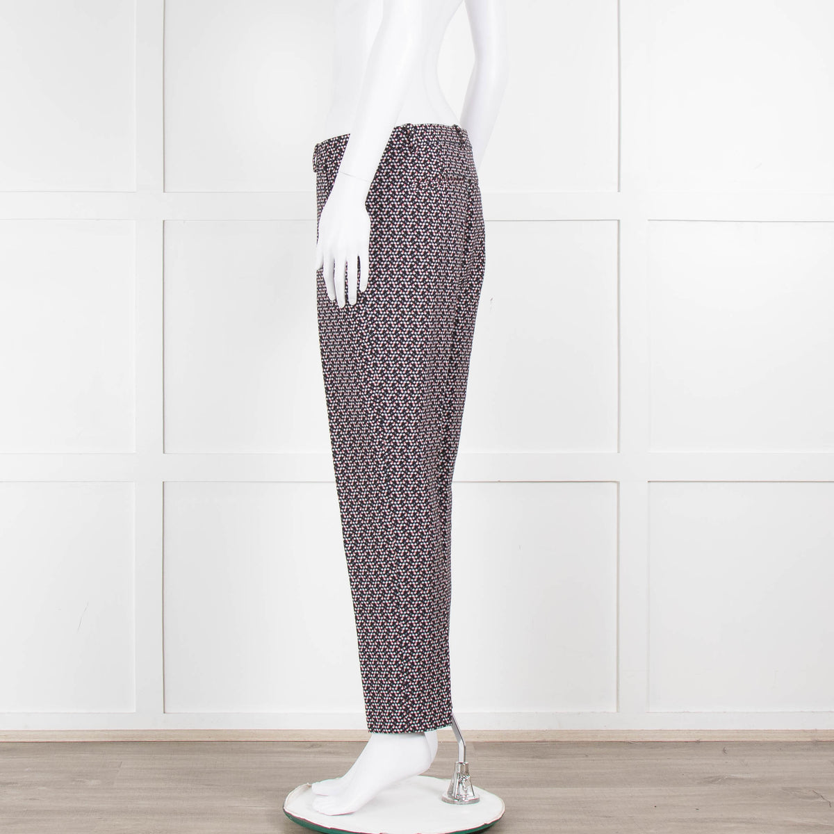 Pinko Black Pink Cream Micro Geometric Print Trousers