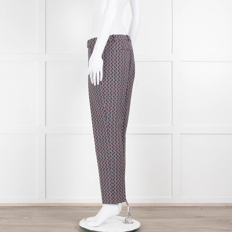 Pinko Black Pink Cream Micro Geometric Print Trousers