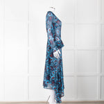 Markus Lupfer Blue Red Flower Print Maxi Dress & Slip