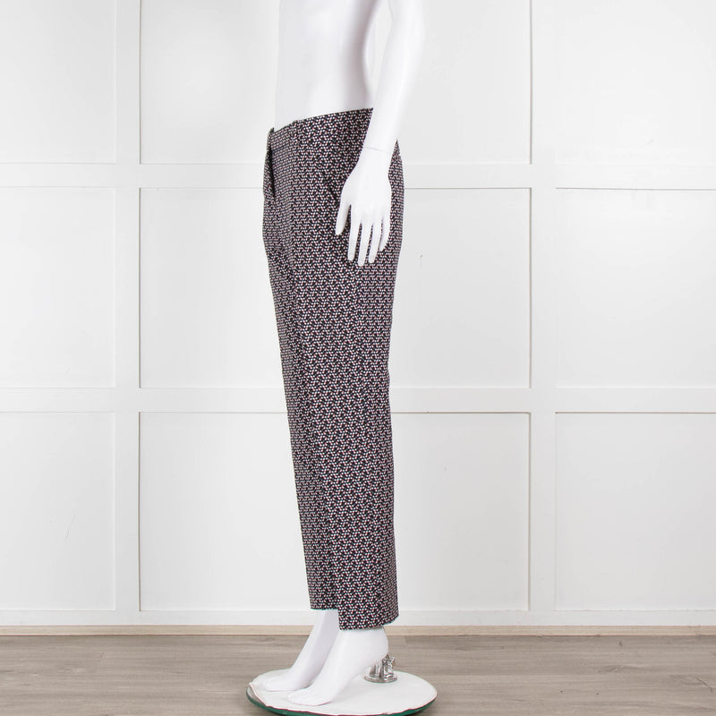 Pinko Black Pink Cream Micro Geometric Print Trousers
