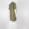 Equipment Green Linen Short Sleeve Shift Dress with Pockets