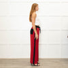 Serena Bute Red Black Stripe Silk Wide Leg Trousers