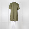 Equipment Green Linen Short Sleeve Shift Dress with Pockets