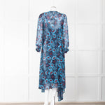 Markus Lupfer Blue Red Flower Print Maxi Dress & Slip