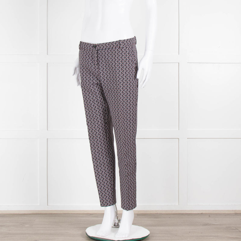 Pinko Black Pink Cream Micro Geometric Print Trousers