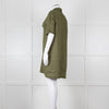 Equipment Green Linen Short Sleeve Shift Dress with Pockets