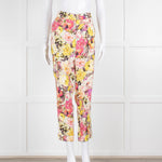Etro Cream Pink Lilac Rose Print Trousers