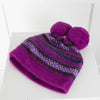 Mulberry Pom Pom Fair Isle Knit Hat