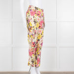 Etro Cream Pink Lilac Rose Print Trousers