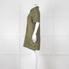 Equipment Green Linen Short Sleeve Shift Dress with Pockets