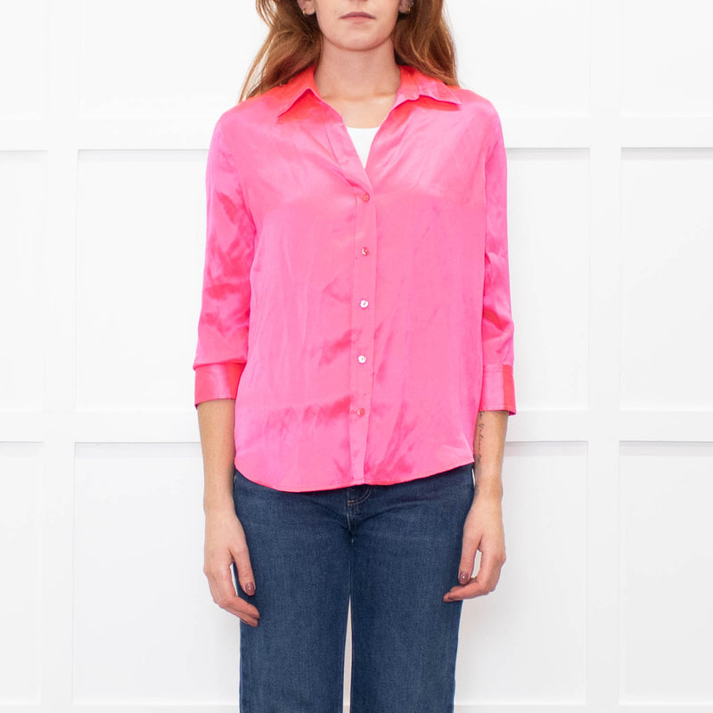 L'Agence Neon Pink Silk Shirt